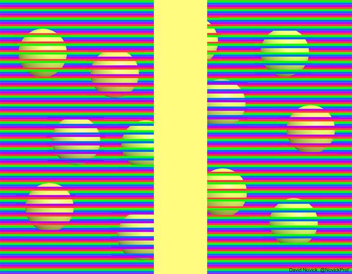 lignes de couleurs avec les boules jaune derrières et un bande du même jaune que les ronds