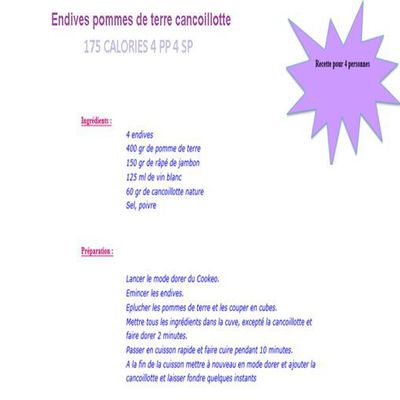 Endives pommes de terre cancoillotte weight watchers cookeo