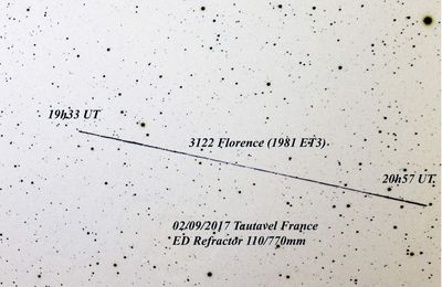  Astéroïde 3122 Florence (1981 ET3)  le 02 septembre 2017 (dans le Dauphin)