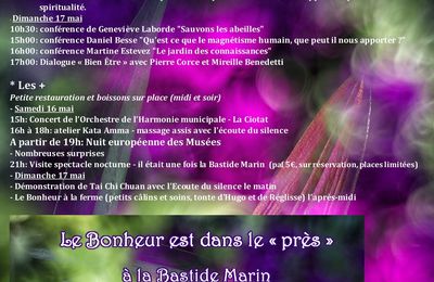 Le Bonheur est dans le "près" à la Bastide MARIN - 6ème édition les 16 et 17 mai 2015