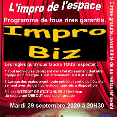 Théâtre d'Impro 20h30 mardi 29 septembre 2020
