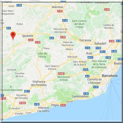 Espagne - Sant Marti de Tous - Position château sur carte