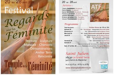 20 au 28 avril : Festival "REGARDS SUR LA FÉMINITÉ" à SAINT JULIEN du GRAND SERRE