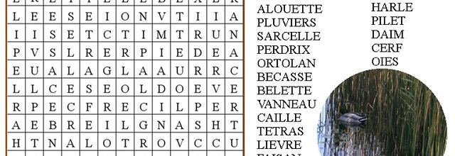 Mots mêlés "gibier"