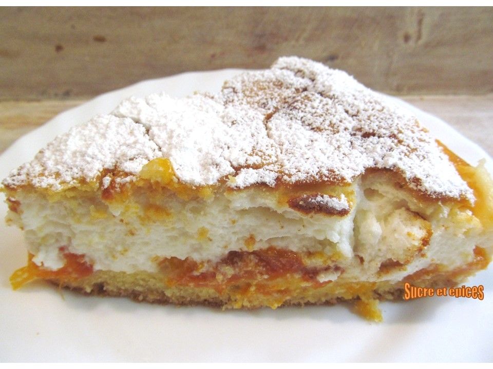 Gâteau soufflé au fromage blanc et aux abricots