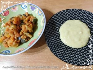 Méli mélo de crevettes sur purée de pommes de terre au curry et ratatouille