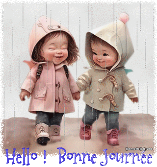 Enfants joyeux sous la pluie - gif animé bonne journée-a