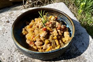 Mijoté aubergines et saucisses