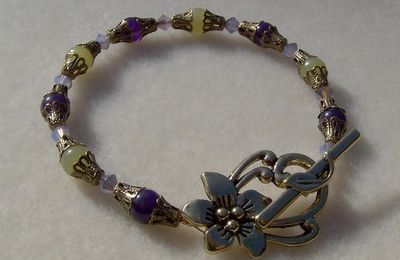 JEW-007: Bracelet en pierres fines "La Petillante" en Amethyste et Jade citron