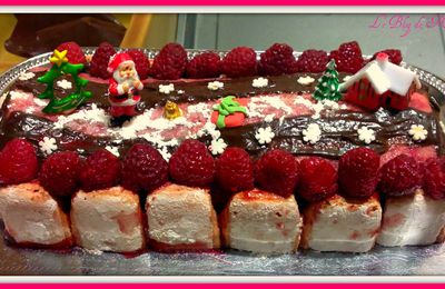 Bûche de Noël framboises et chocolat non écoeurante