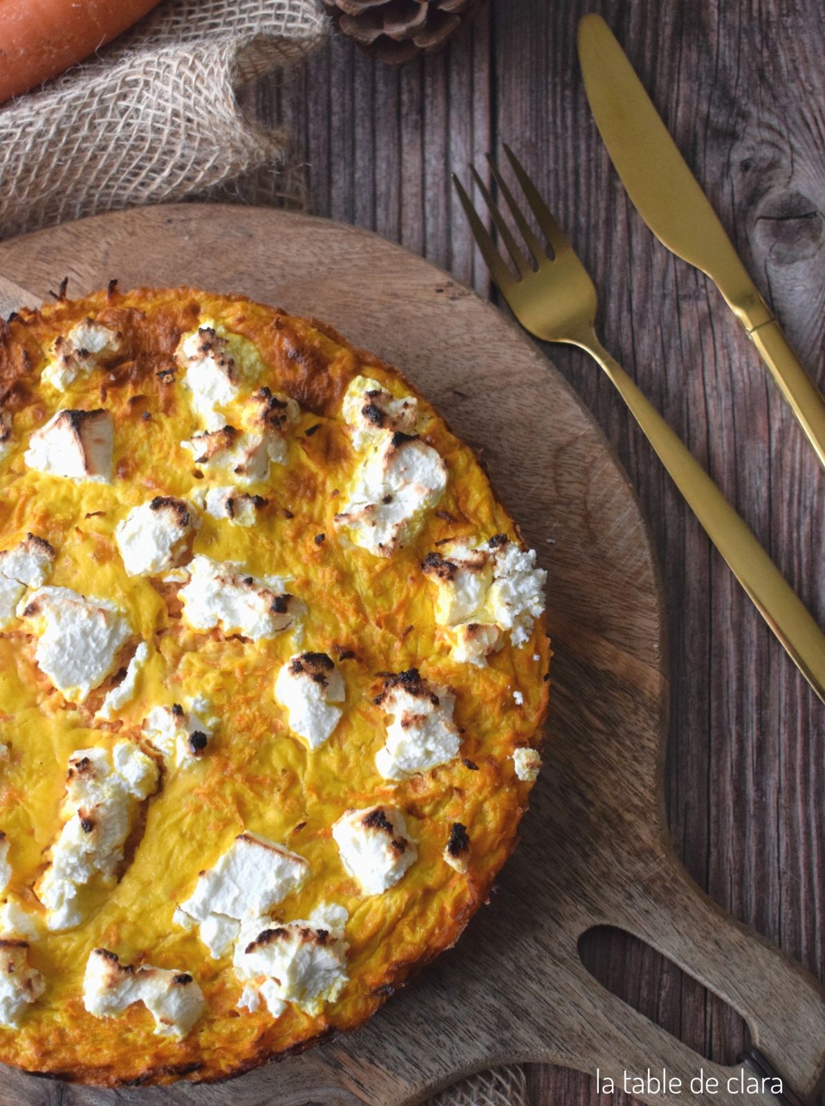 Clafoutis carottes, curry chèvre