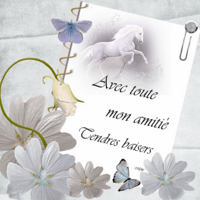 Avec toute mon amitié - Tendres baisers - Cheval - Gif scintillant