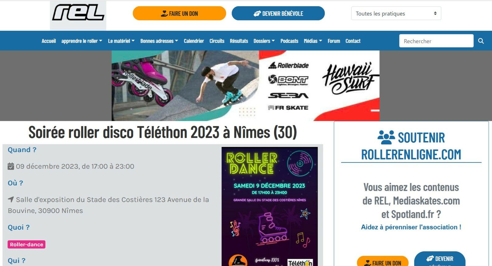 nimes, roller, dance, disco, telethon, 2023