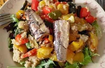 salade en chaud et froid aux sardines et poivrons