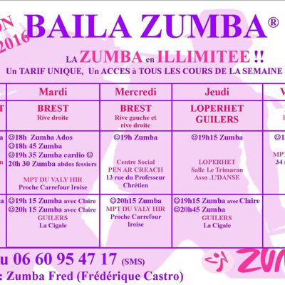 Rentrée 2015 viens goûter à la ZUMBA en ILLIMITEE