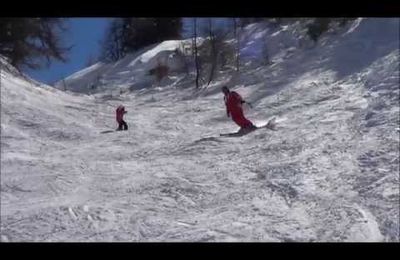 Tess 5 ans et Nathan 7 ans et demi : Séance de ski en famille 8 mars 2014 à Ceillac (Hautes Alpes) 