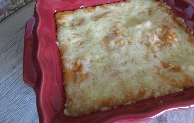 Gratin de pommes de terre, potiron et escalope