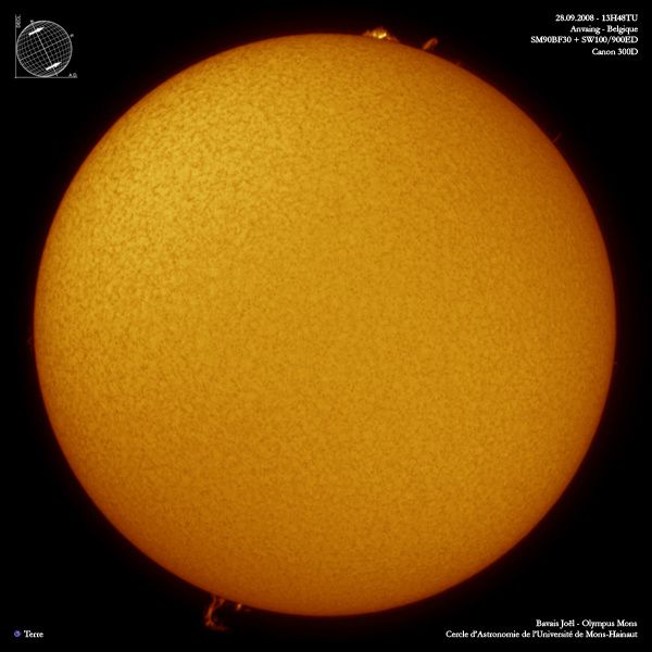 Taches solaires, filaments, protubérances, zones actives...