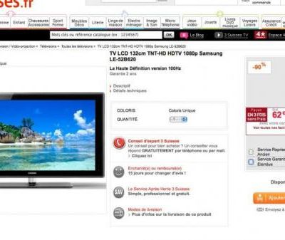 Télé Samsung de 132 cm à 179€ chez les 3 Suisses
