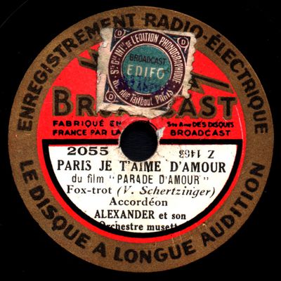 Alexander et son orchestre musette - Paris je t'aime d'amour /Mon cocktail d'amour