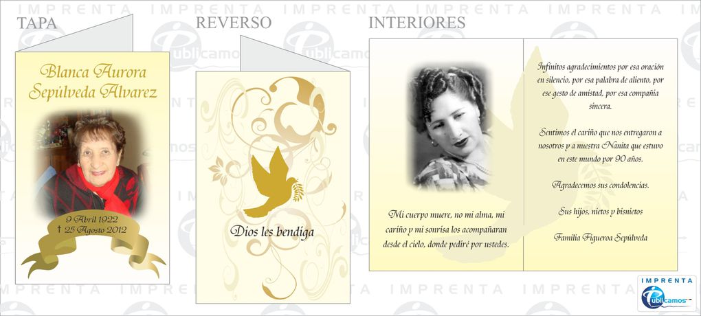 Diseños de Tarjetas de Agradecimiento de Condolencia - Whatsapp +56985772933 - +56930601037