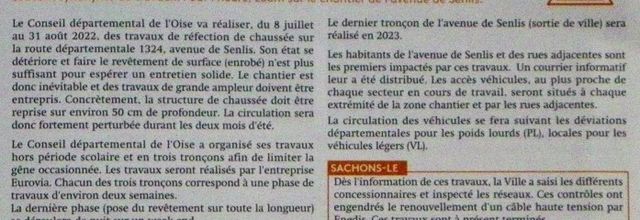 Communauté de communes du pays de Valois : Détails des travaux sur l’avenue de Senlis à Crépy en Valois