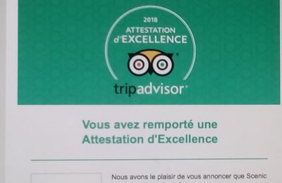 Tripadvisor: certificat d'excellence 2018 SST