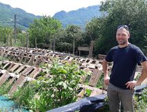 Julien construit un nouveau parc pour son élevage d'escargots à Billième
