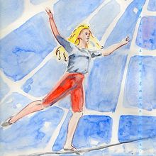 Funambule - dessin aquarelle : inspiration cirque