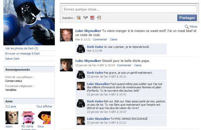 Darth Vader a aussi sa page Facebook !