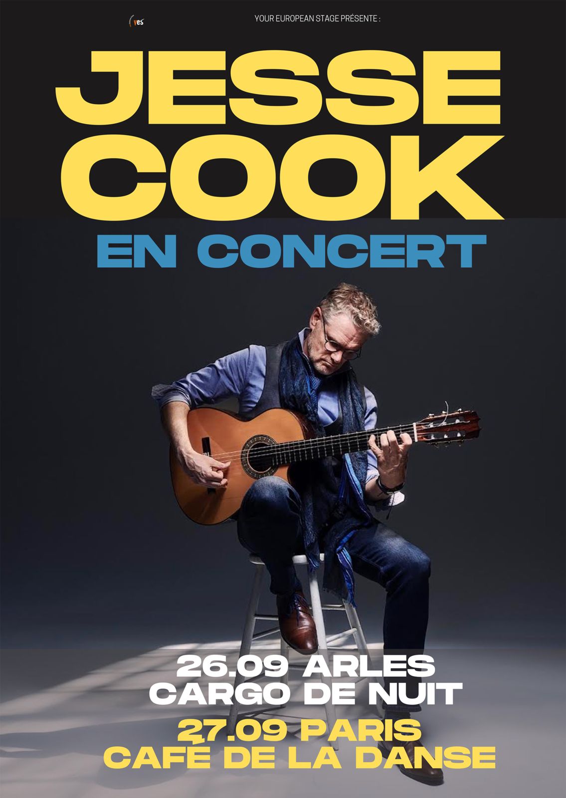 Jesse Cook concert France 26/09 Arles 27/09 Café Danse Paris