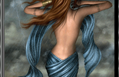 Femme - Brune - Sexy - Orage - Eclair - Gif scintillant - Gratuit