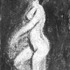 Carte postale femme nue au fusain