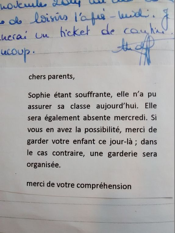 Des mots dans le carnet de liaison