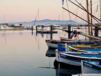 Des mâts et des coques plein les gamelles, c'est ça le port de Sanary....le plaisir de flâner au milieu des pêcheurs, car ici peu de yachts mais beaucoup de barques....un plaisir pour le regard car elles se déclinent au rythme de la journée comme des petites starlettes joueraient de la lumière et des regards....de vraies cabotines ces barques de pêcheurs....et puis quel délice de pouvoir déambuler avec rêverie sans voitures....et oui car l'été le port est piétonnier et vous offre un marché nocturne de qualité, durant deux mois, assurément le plus beau marché artisanal provençal de la Côte d'Azur, où les artisans sont sélectionnés avec rigueur pour l'originalité et la qualité de leur savoir-faire...Si vous passez dans le coin, allez vite vous promener à Sanary/Mer, cet endroit vaut le détour car il a su garder son authenticité dans un monde qui manque malheureusement de véracité....