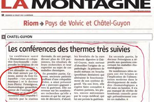 CONFERENCE du 26/06/15 et article paru dans le quotidien LA MONTAGNE.