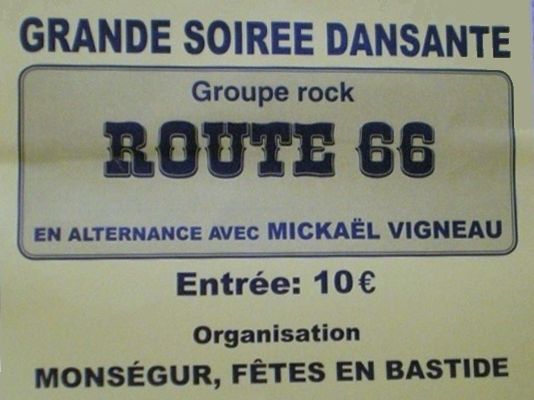 Route 66 et Mickael Vigneau pour une soirée dansante à Monségur, 21 septembre 2013