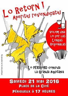 Pour ceux qui souhaitent soutenir les langues régionales ... Rendez-vous le 21 mai à Périgueux, pour un moment "apéritif et musical".....