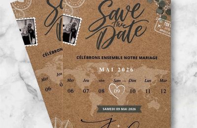 Le Save The Date (STD) thème voyage d'Hélène & Johan 