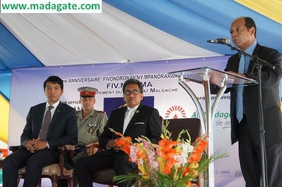 Zone Zital, Ankorondrano, 06.12.2012. Le Président Andry Rajoelina a participé au premier jour de la célébration des 40 ans de la FIVMPAMA (Groupement du Patronat malagasy). Photos Harilala Randrianarison