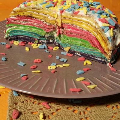 Rainbow cake crêpes pour le défi  CUISINE MULTICOLORE JUILLET 2017