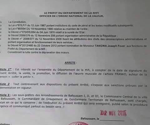 Cameroun: une mesure radicale pour empêcher l'oeuvre musicale de l'artiste FRANCO "COLLER LA PETITE"