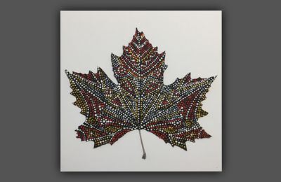 Peinture sur feuille d’arbre 2 - Deco d’automne Noël DIY Brico - Pointillisme - SabCreations 