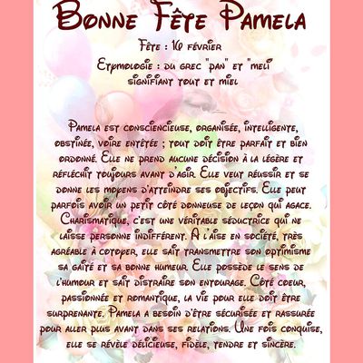 Carte Bonne Fête Pamela - 16 février