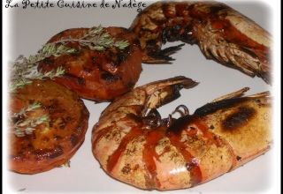 Gambas marinées au citron vert, au barbecue