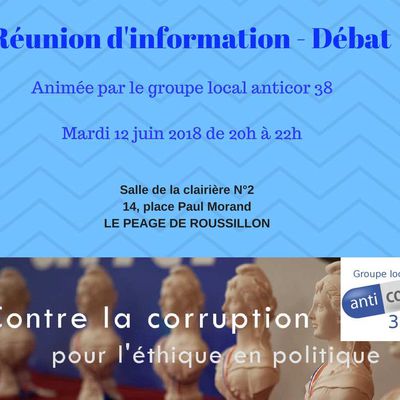 Réunion publique le mardi 12 juin 2018 au Péage de Roussillon