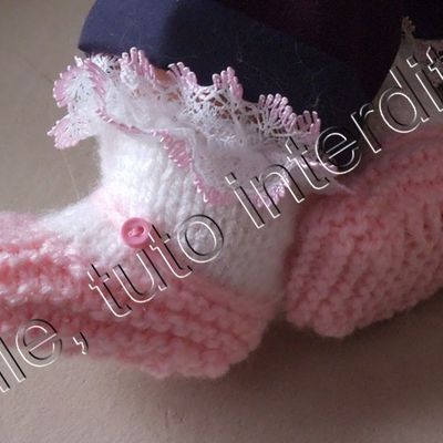 tuto gratuit layette : chaussons taille 1 mois