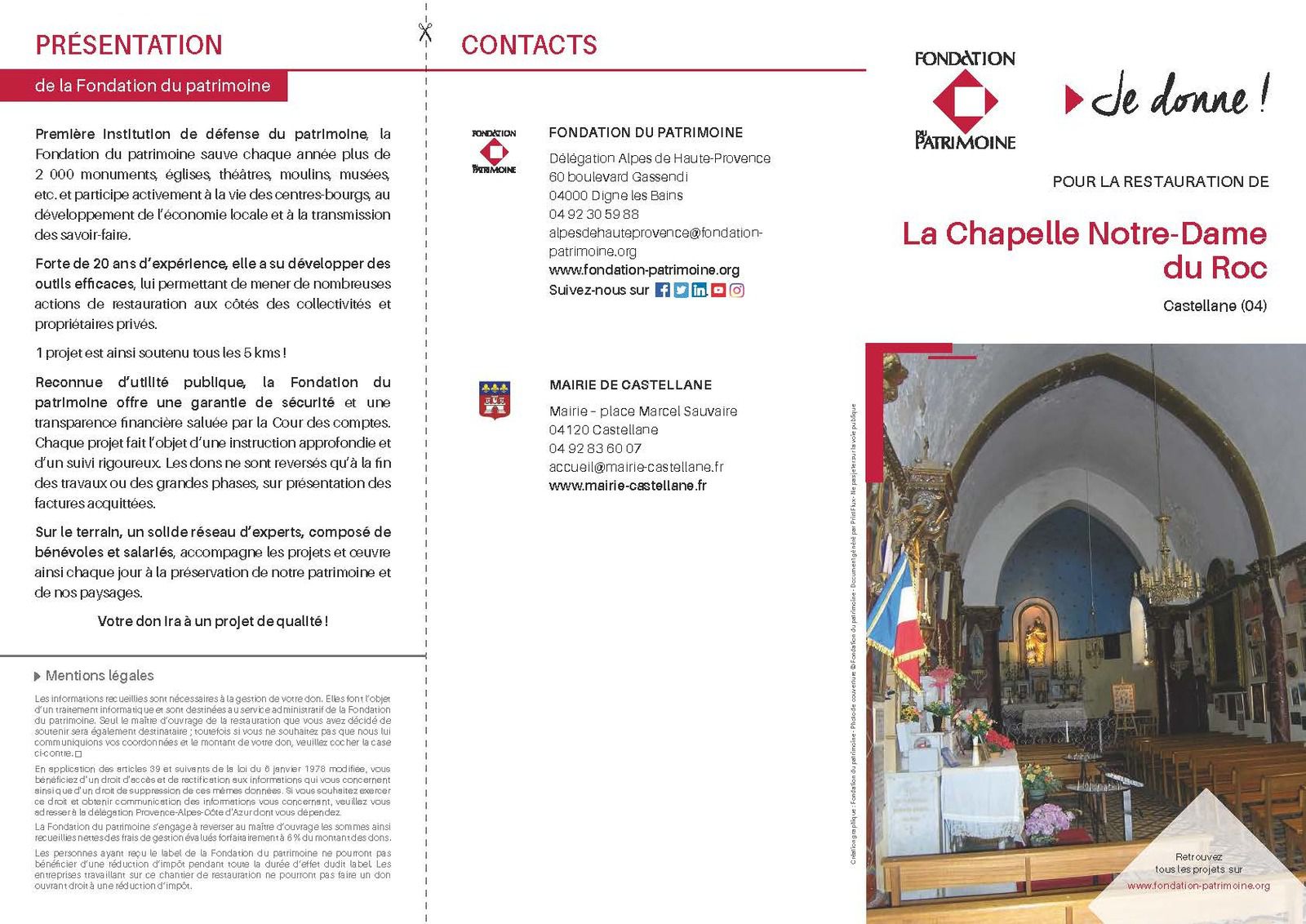 Castellane  : rencontre pour le lancement de la souscription pour la restauration de la chapelle Notre Dame du Roc 