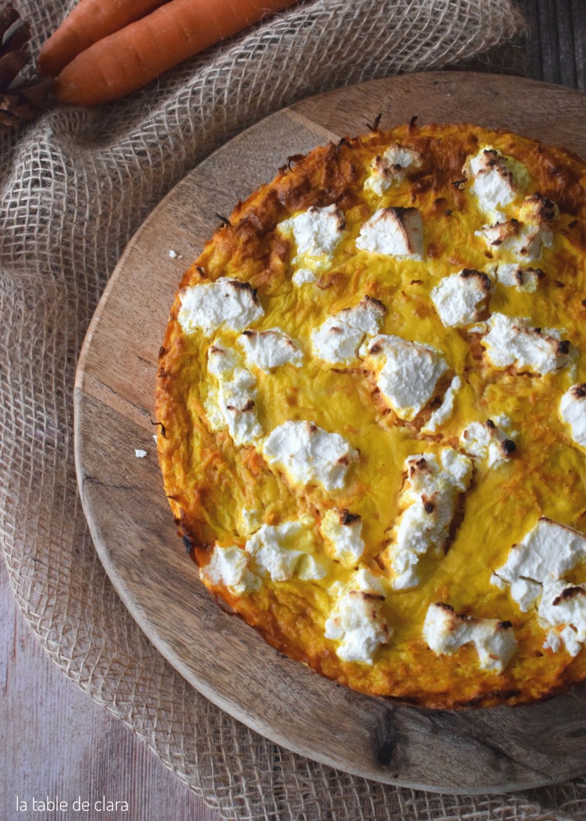 Clafoutis carottes, curry chèvre