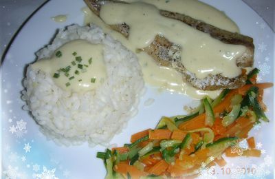 filet de cabillaud et tagliatelle de légume